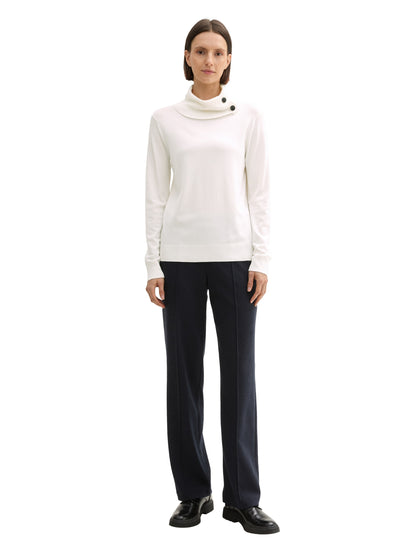 Tom Tailor Denim Rollkragenpullover für Damen mit Knöpfen am Kragen