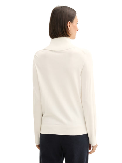 Tom Tailor Denim Rollkragenpullover für Damen mit Knöpfen am Kragen