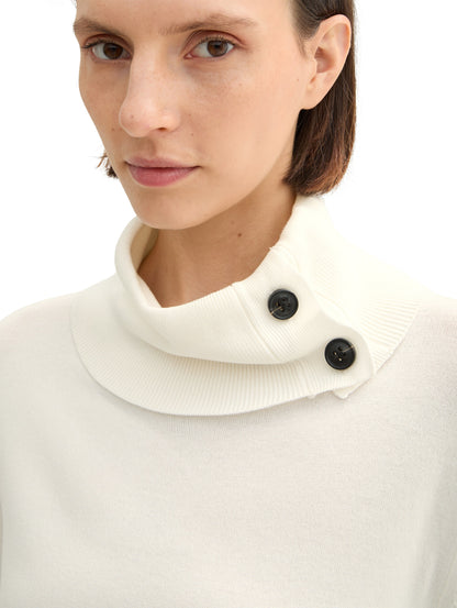 Tom Tailor Denim Rollkragenpullover für Damen mit Knöpfen am Kragen