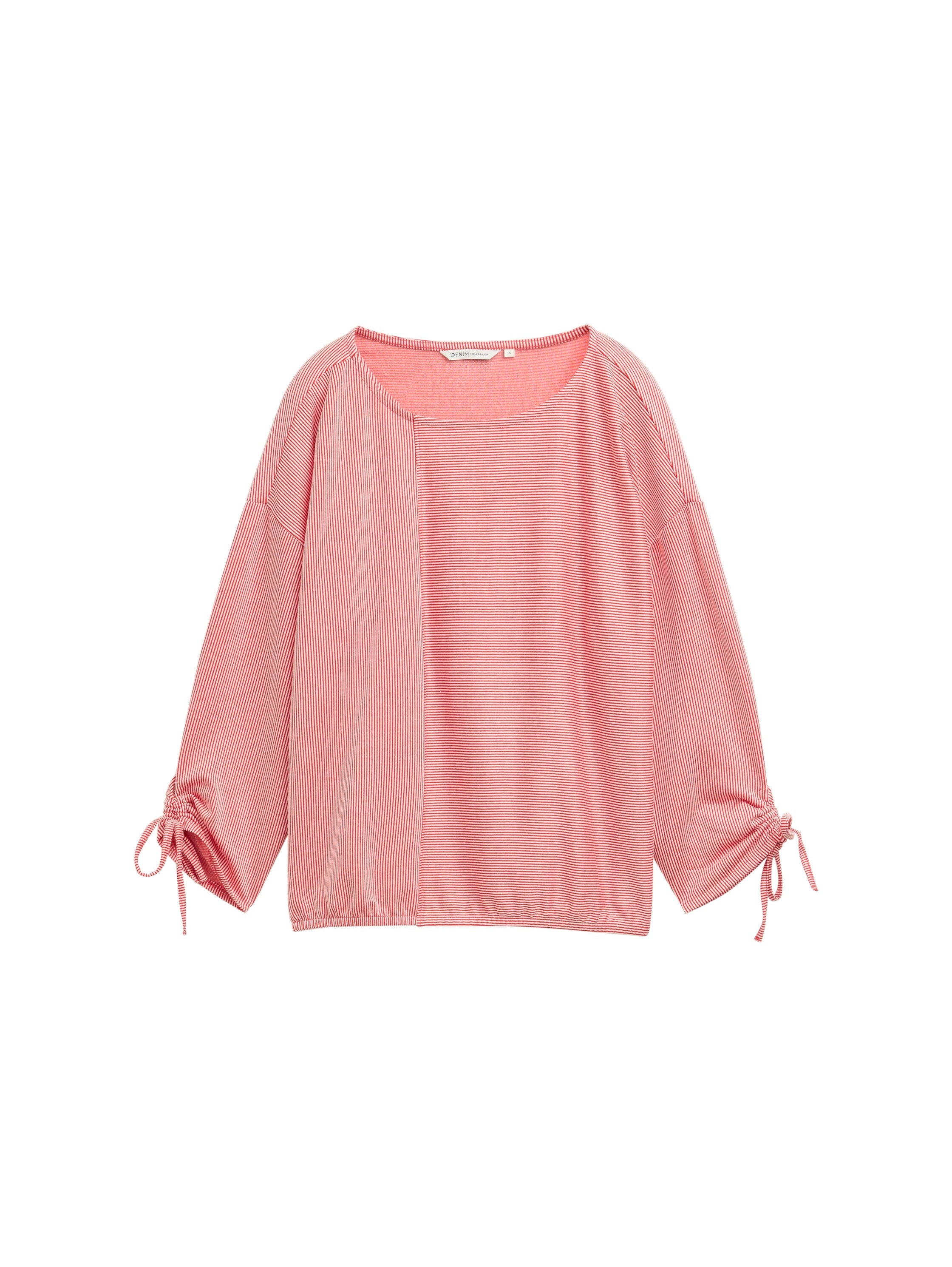 Tom Tailor Denim Blusenshirt für Damen mit 7/8 Arm und gestreiftem Design