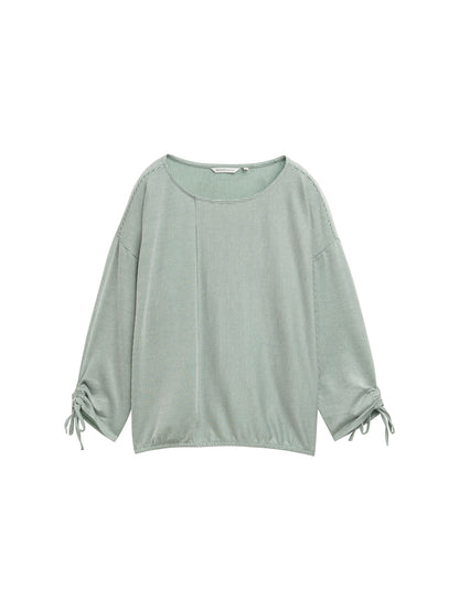 Tom Tailor Denim Blusenshirt für Damen mit 7/8 Arm und gestreiftem Design