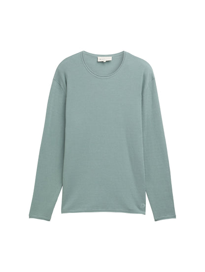 Tom Tailor Denim Male Langärmliges Basic Fit T-Shirt mit gerolltem Saum aus Baumwolle L