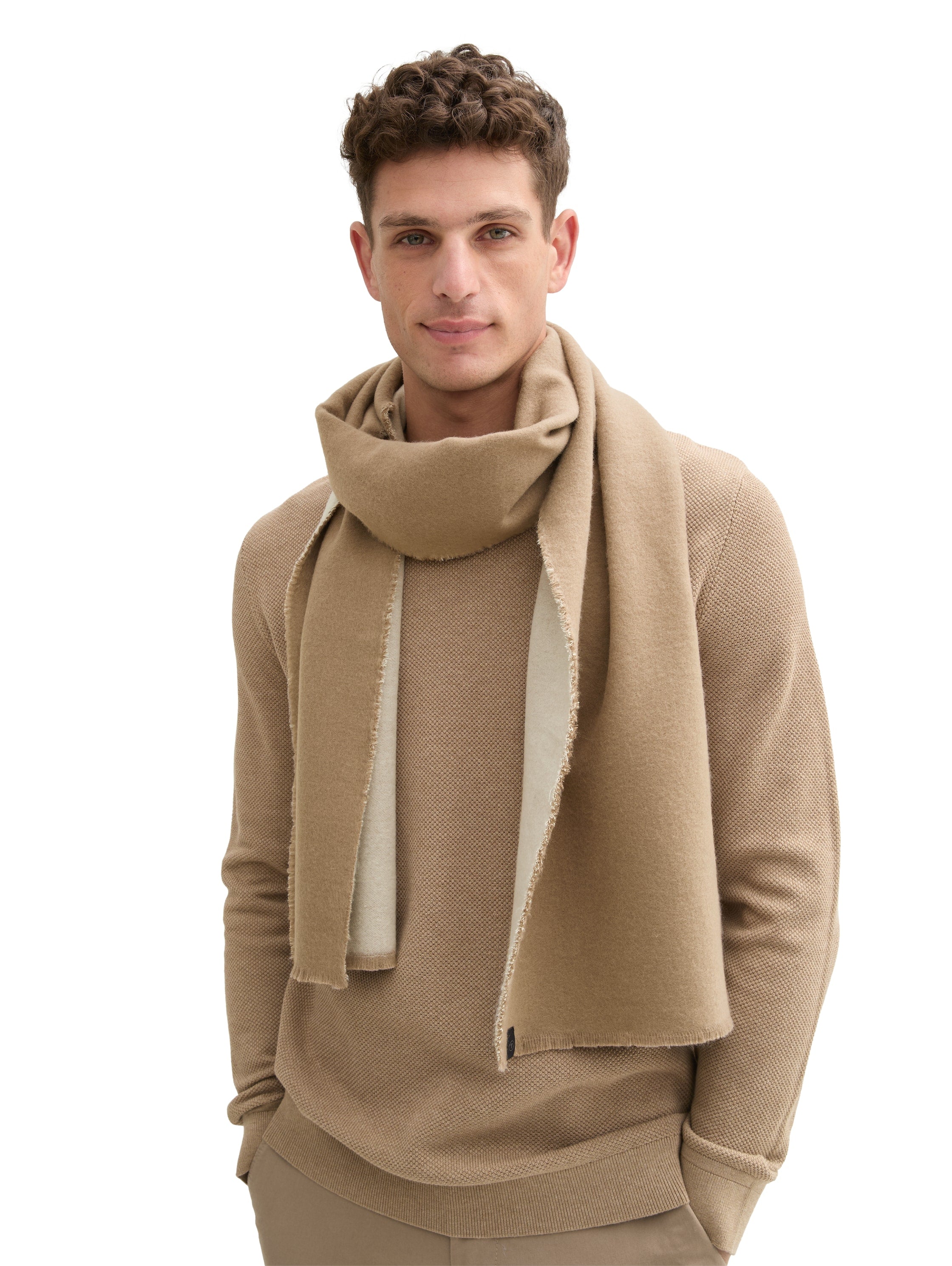 Tom Tailor Denim Fransen Schal für Herren in mountain taupe