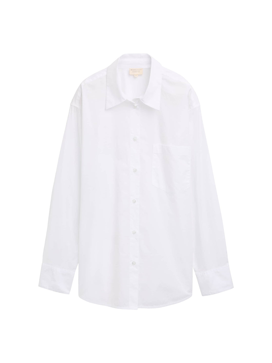 Tom Tailor Denim Damen Hemdbluse mit Brusttasche Popeline-Stoff