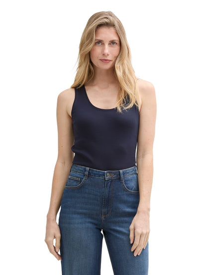 Tom Tailor Denim Basic Top Damen Weiß Stretch Baumwolle