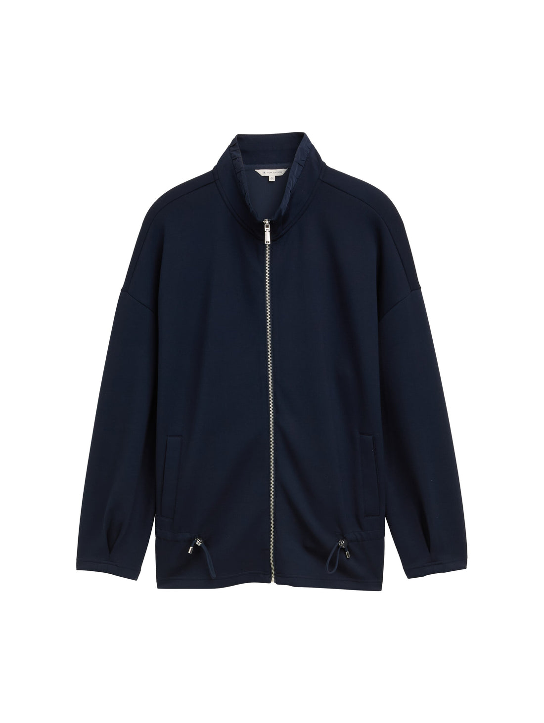 Tom Tailor Denim Sweatshirtjacke für Damen mit Stehkragen und Kordelzug