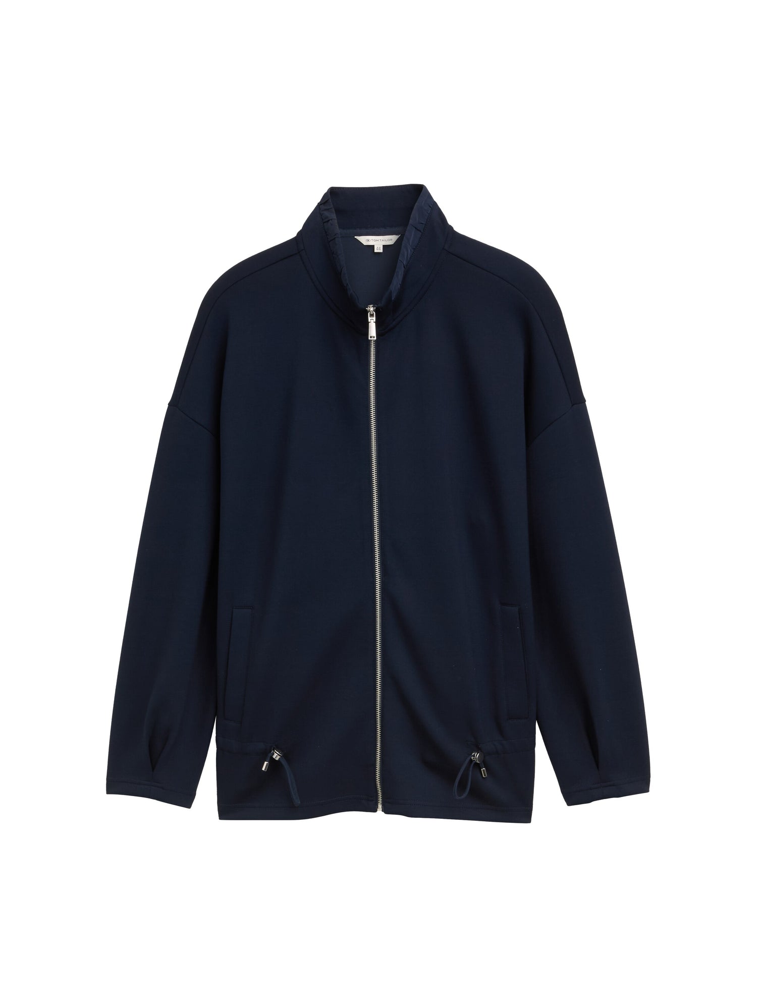 Tom Tailor Denim Sweatshirtjacke für Damen mit Stehkragen und Kordelzug