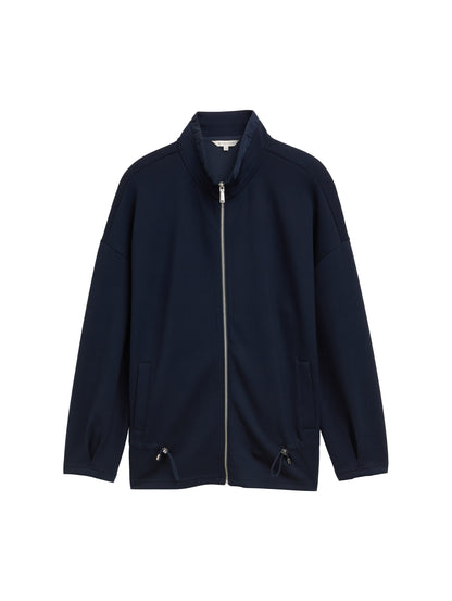 Tom Tailor Denim Sweatshirtjacke für Damen mit Stehkragen und Kordelzug
