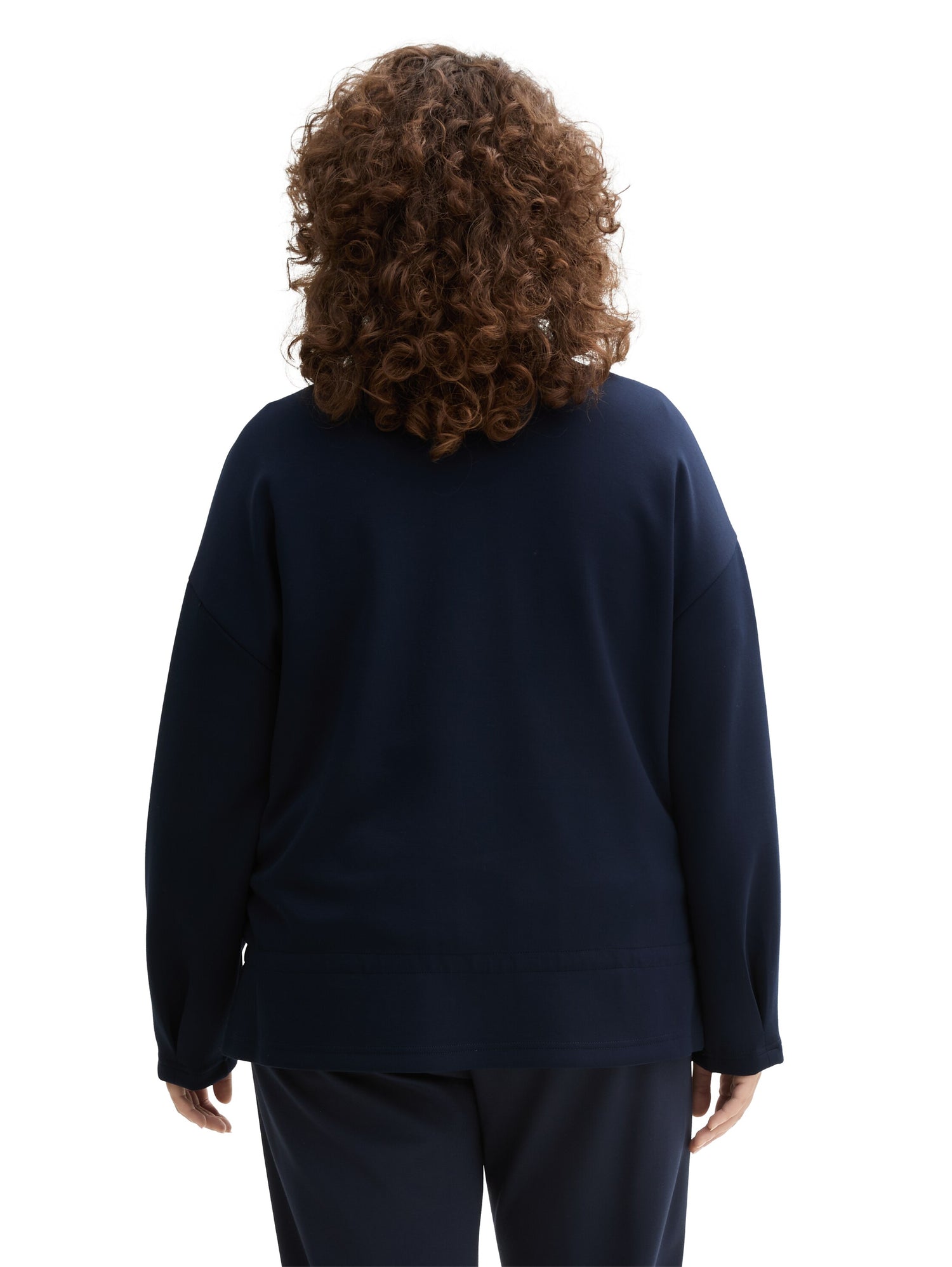 Tom Tailor Denim Sweatshirtjacke für Damen mit Stehkragen und Kordelzug