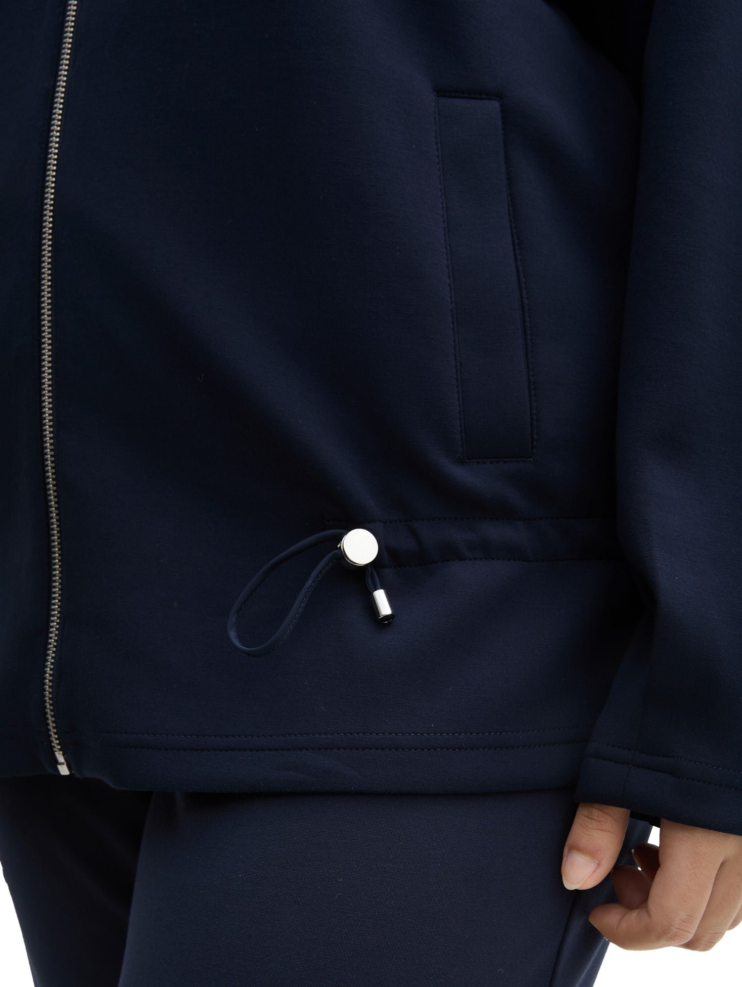 Tom Tailor Denim Sweatshirtjacke für Damen mit Stehkragen und Kordelzug