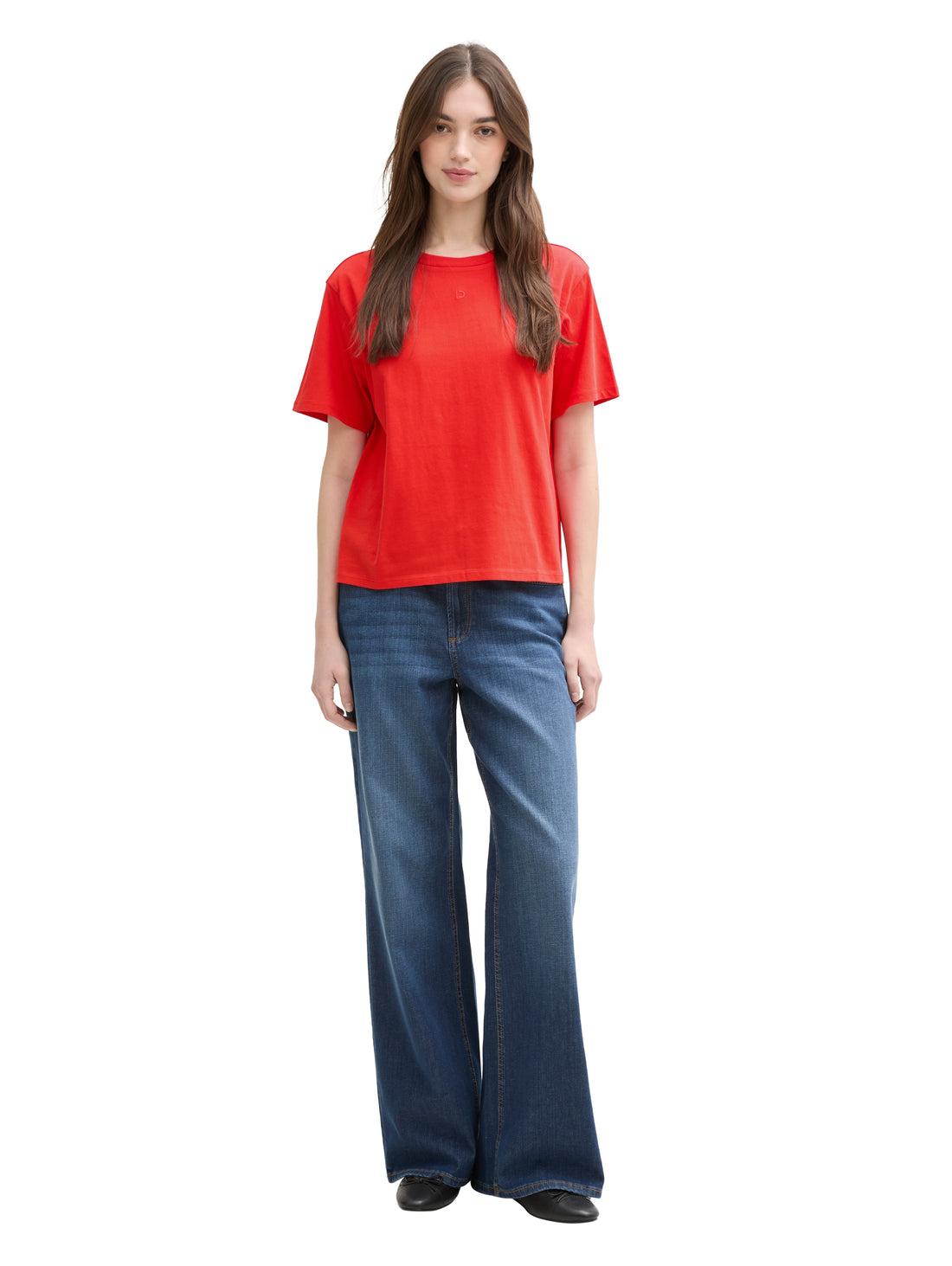 Tom Tailor Boxy Fit T-Shirt für Frauen mit Logo-Stickerei