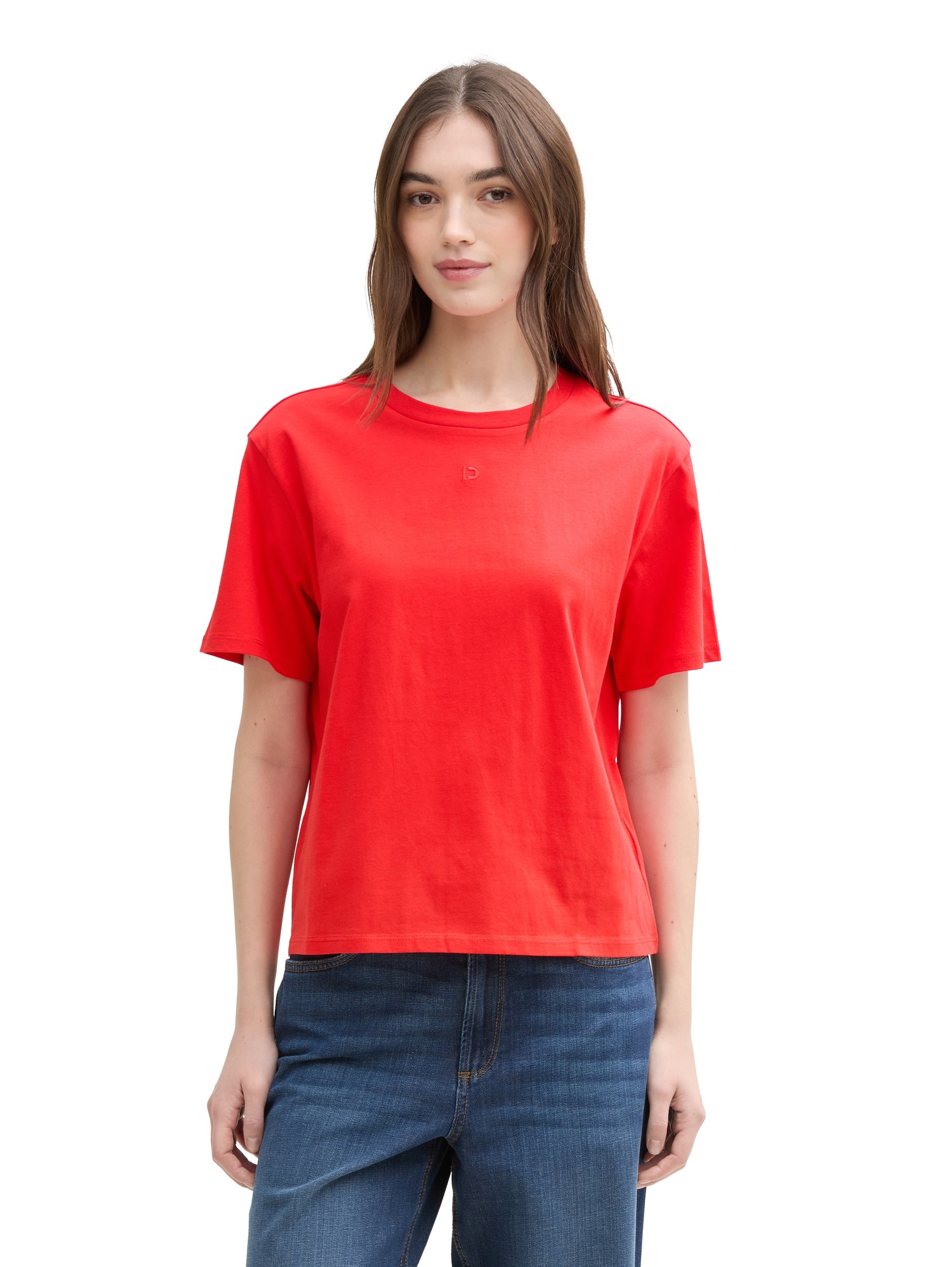 Tom Tailor Boxy Fit T-Shirt für Frauen mit Logo-Stickerei