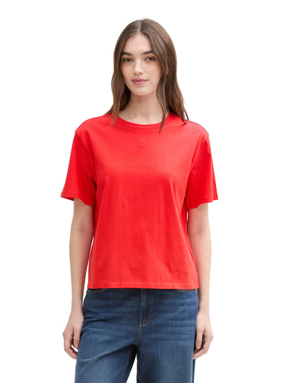 Tom Tailor Boxy Fit T-Shirt für Frauen mit Logo-Stickerei