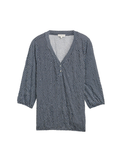 Tom Tailor Denim Langarmshirt Blusen-Optik Damen mit Gummibund