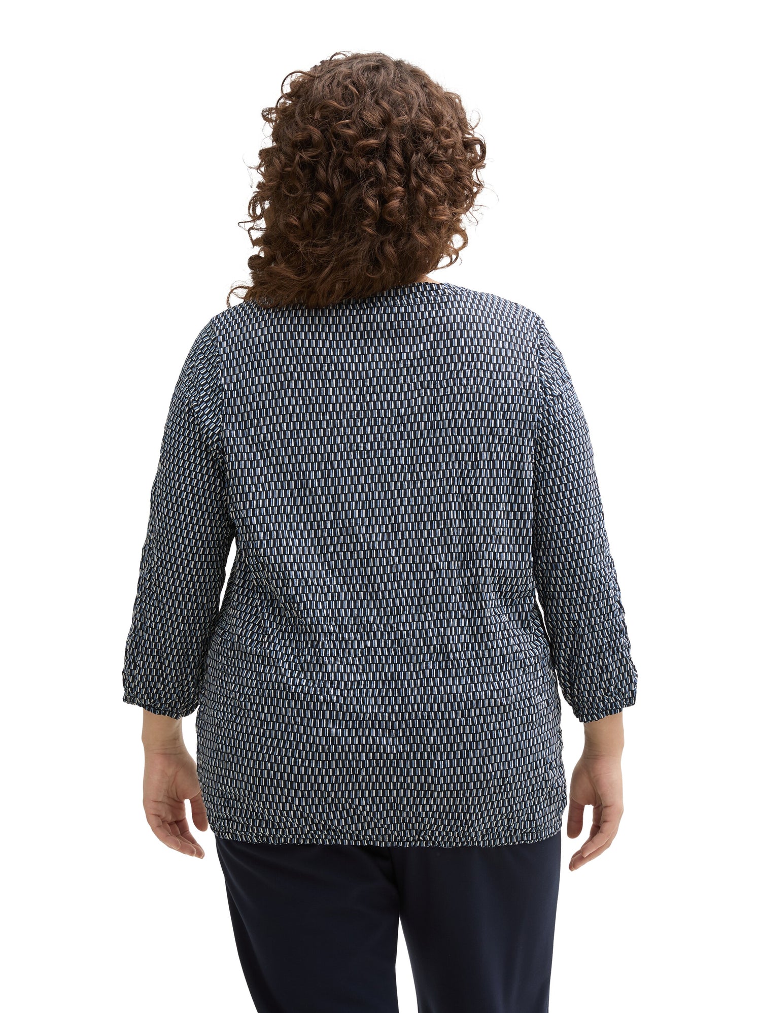 Tom Tailor Denim Langarmshirt Blusen-Optik Damen mit Gummibund