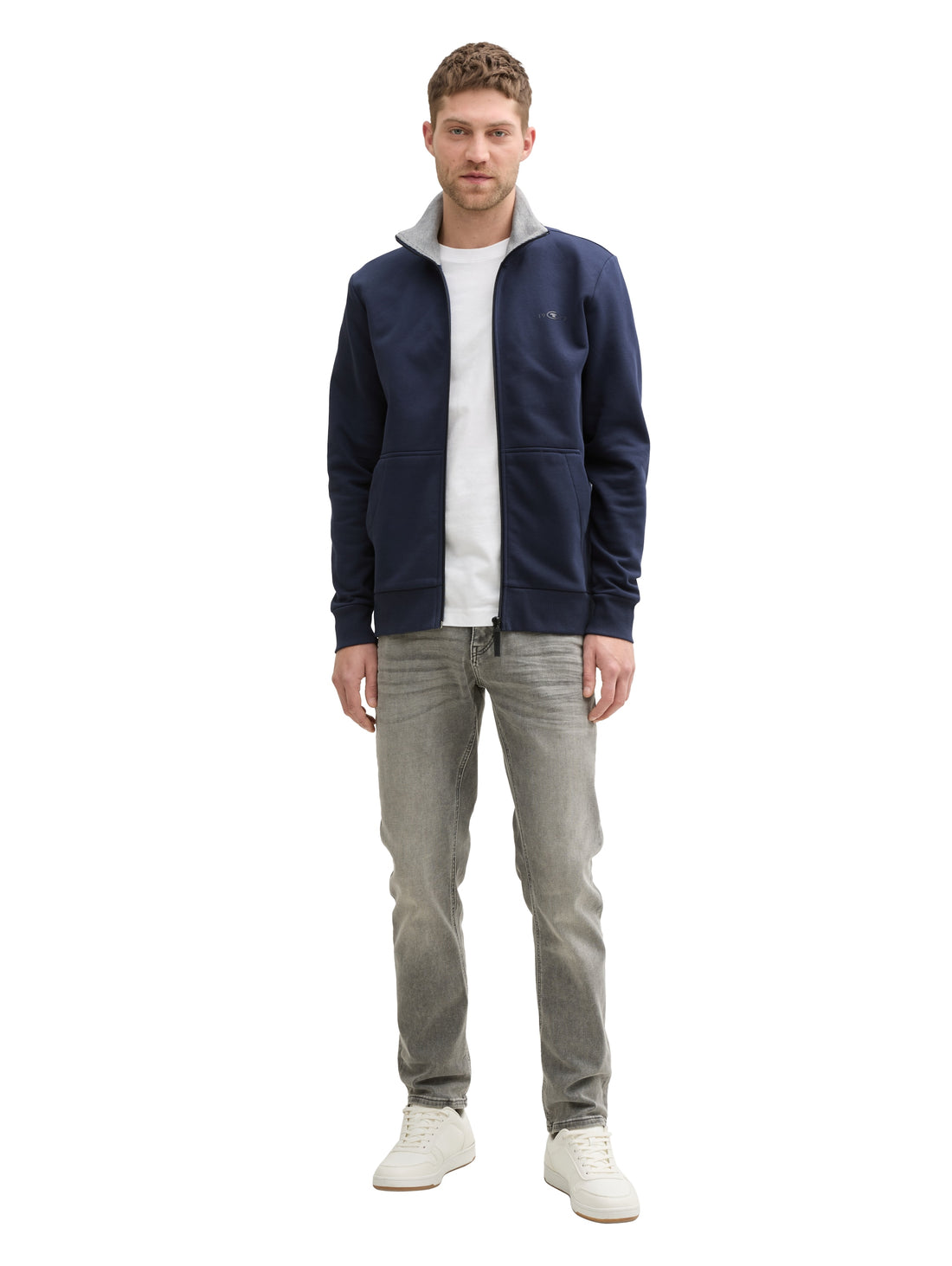 Tom Tailor Denim Sweatjacke für Erwachsene Männer mit Logo-Print