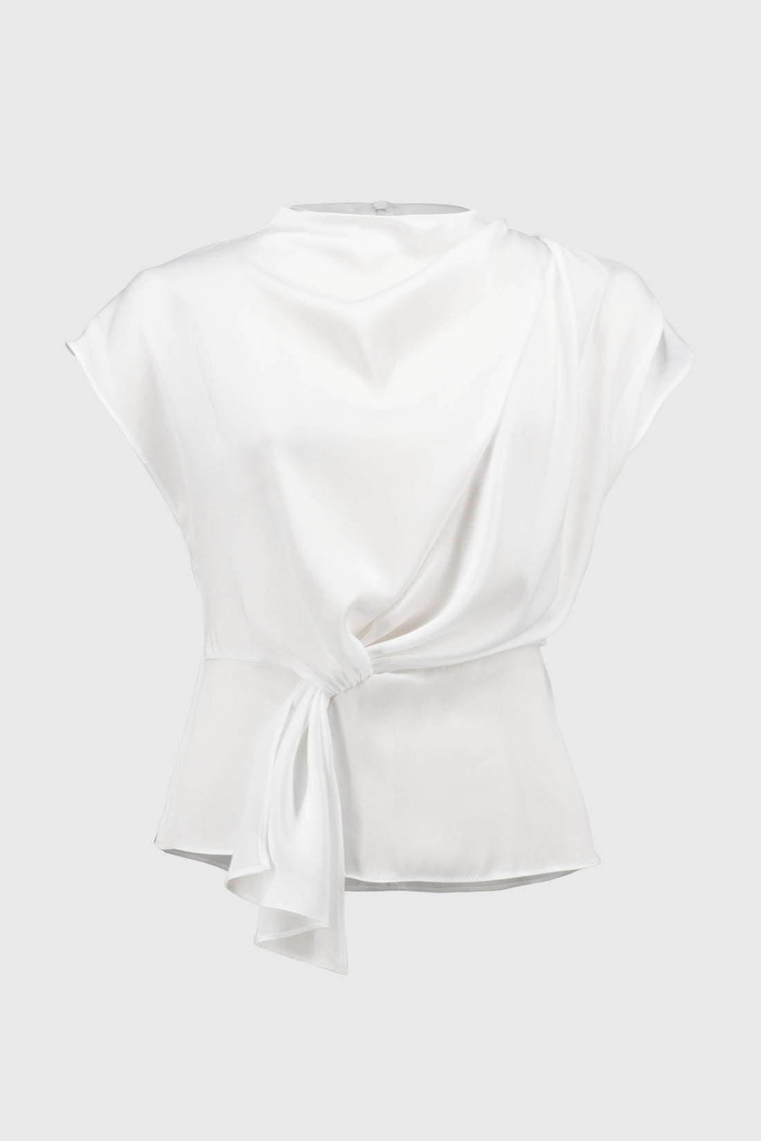 Shirt aus Satin mit kurzem Stehkragen und Raffungen