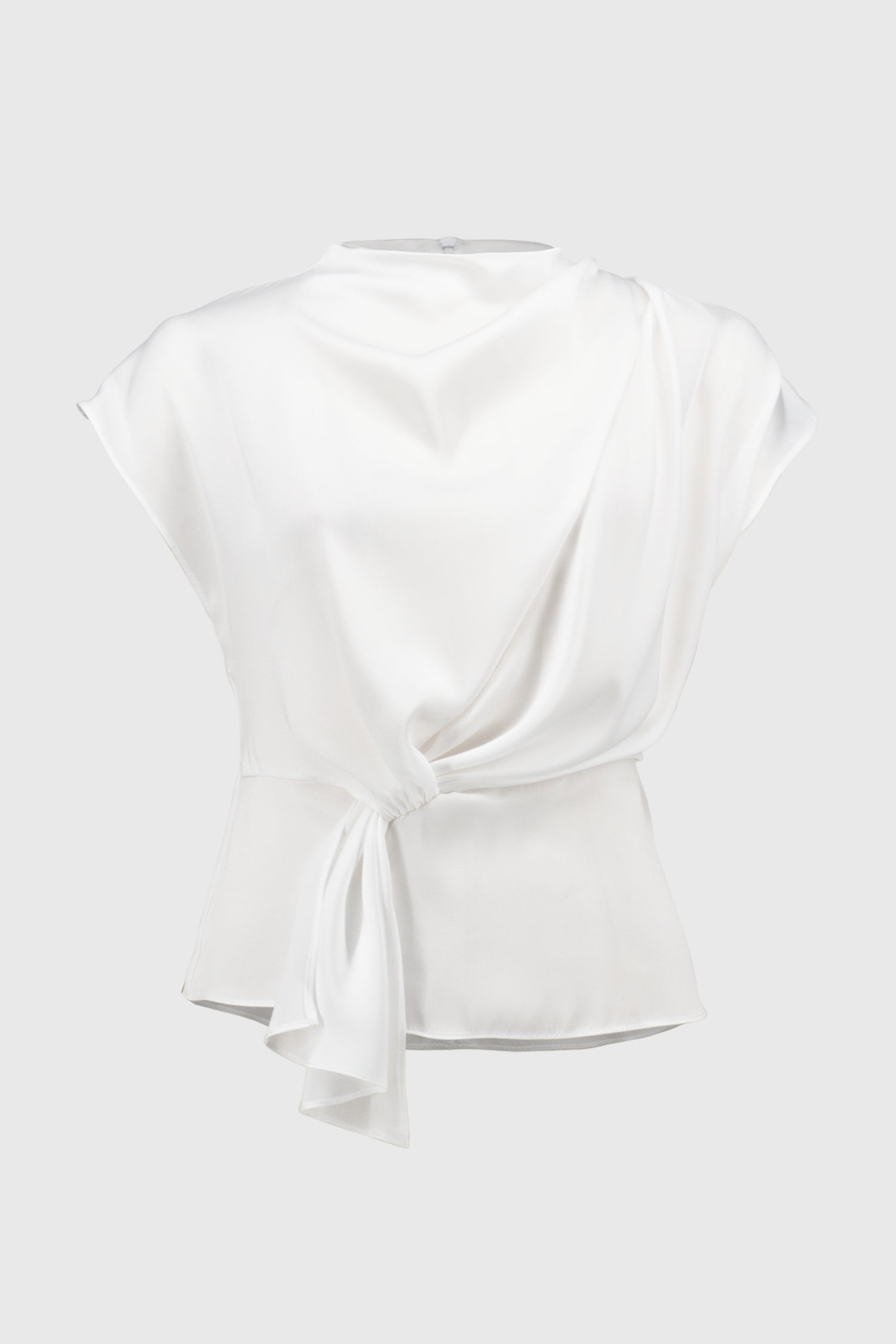 Shirt aus Satin mit kurzem Stehkragen und Raffungen