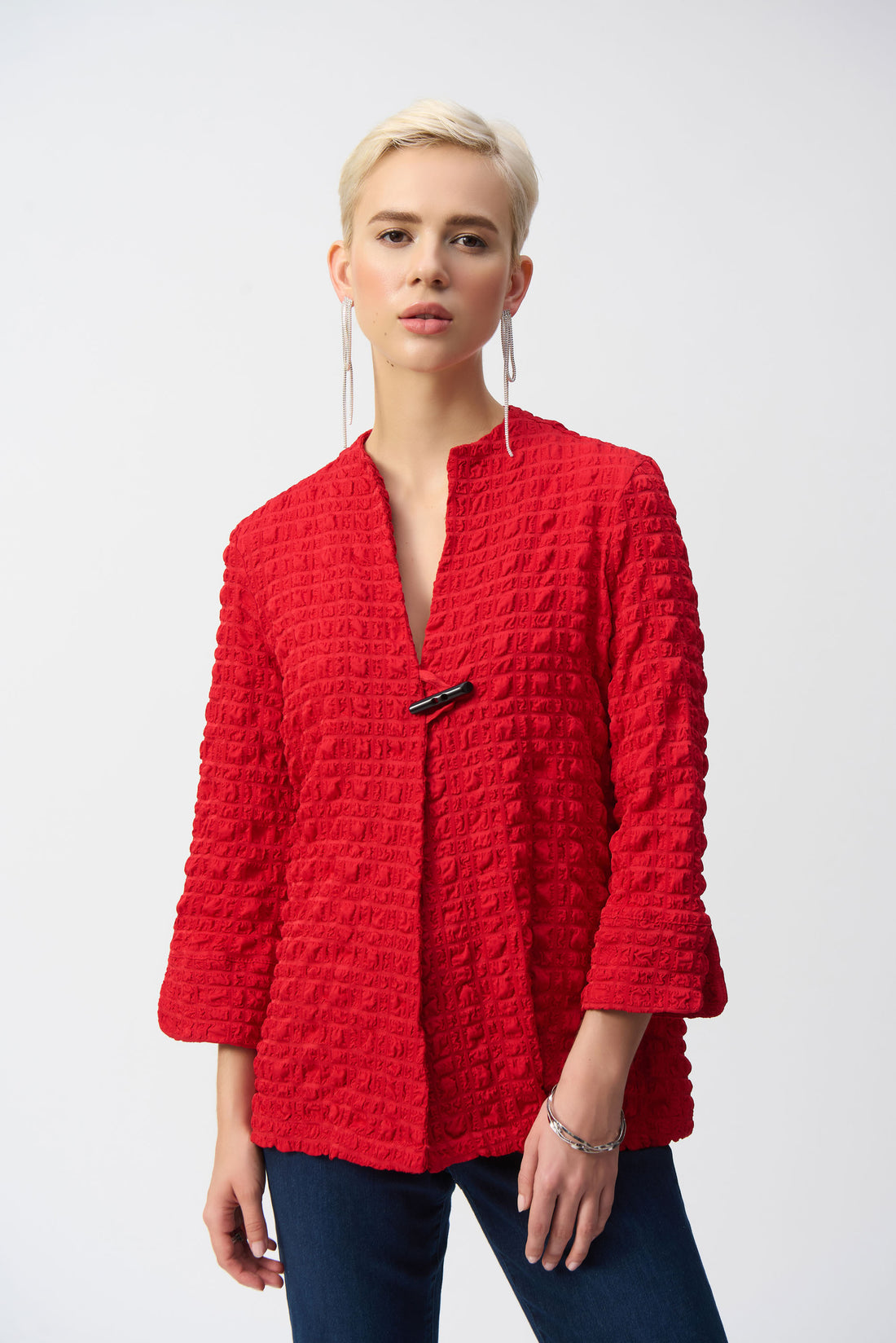Jacquard Trapezjacke in Reliefoptik