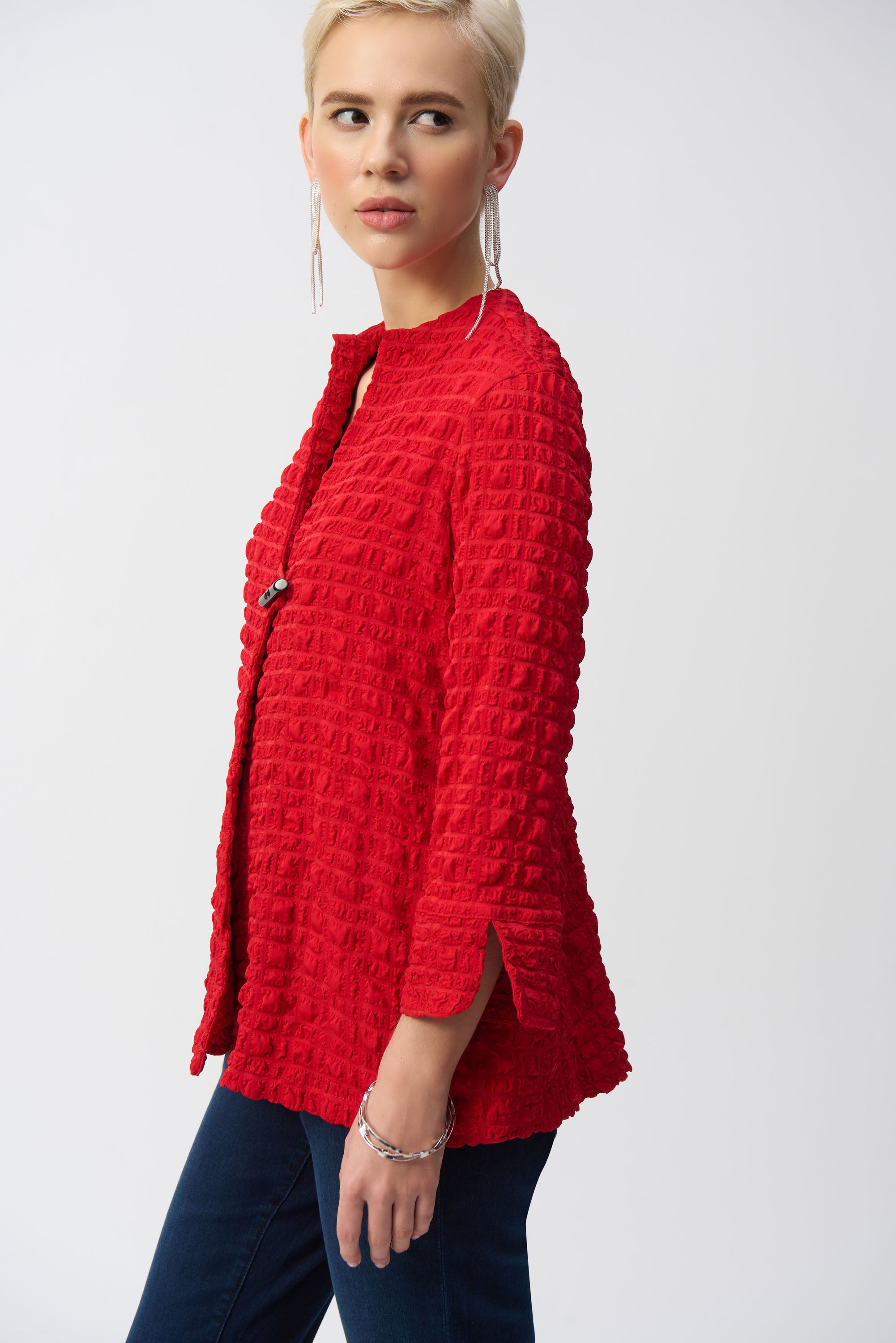 Jacquard Trapezjacke in Reliefoptik