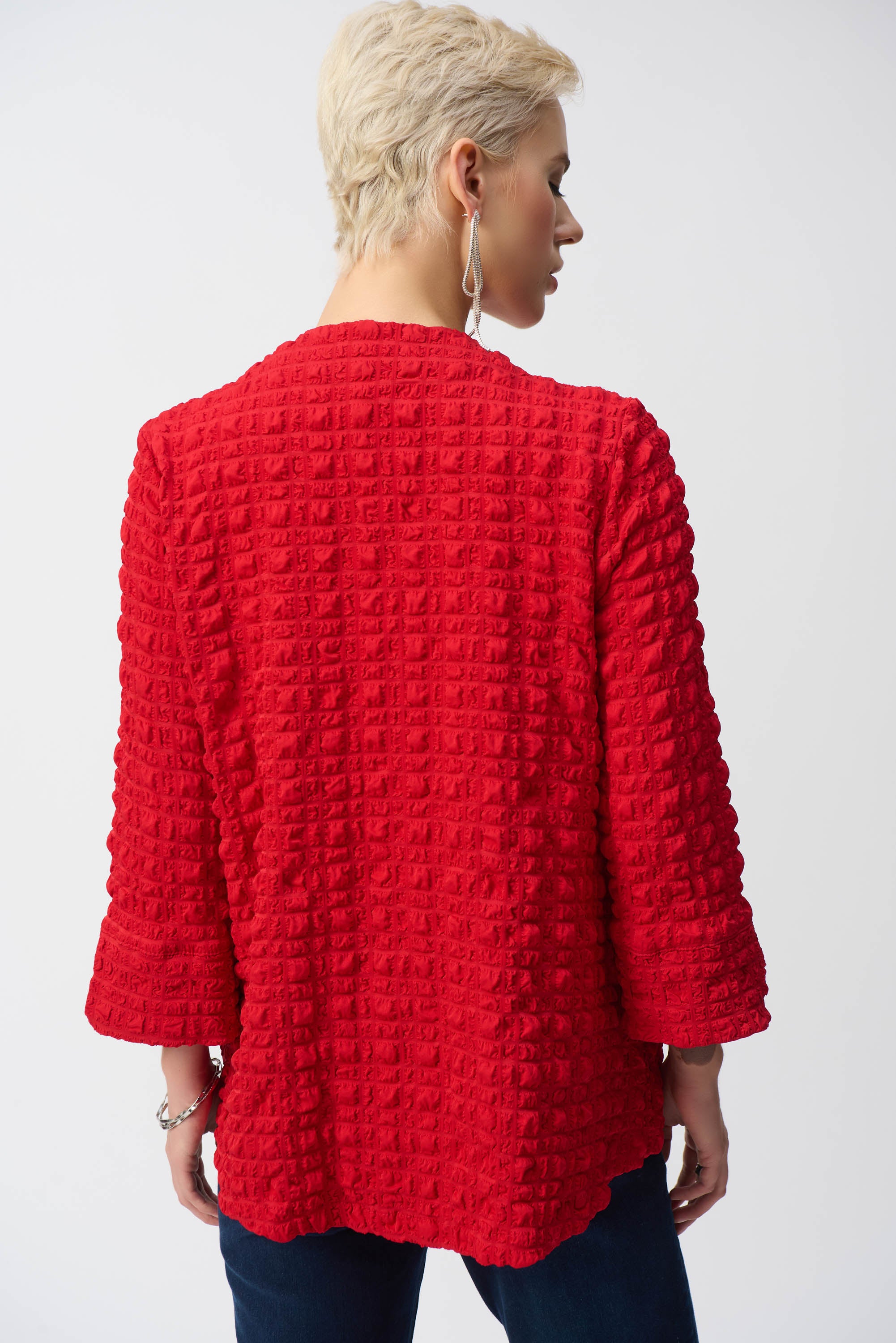 Jacquard Trapezjacke in Reliefoptik