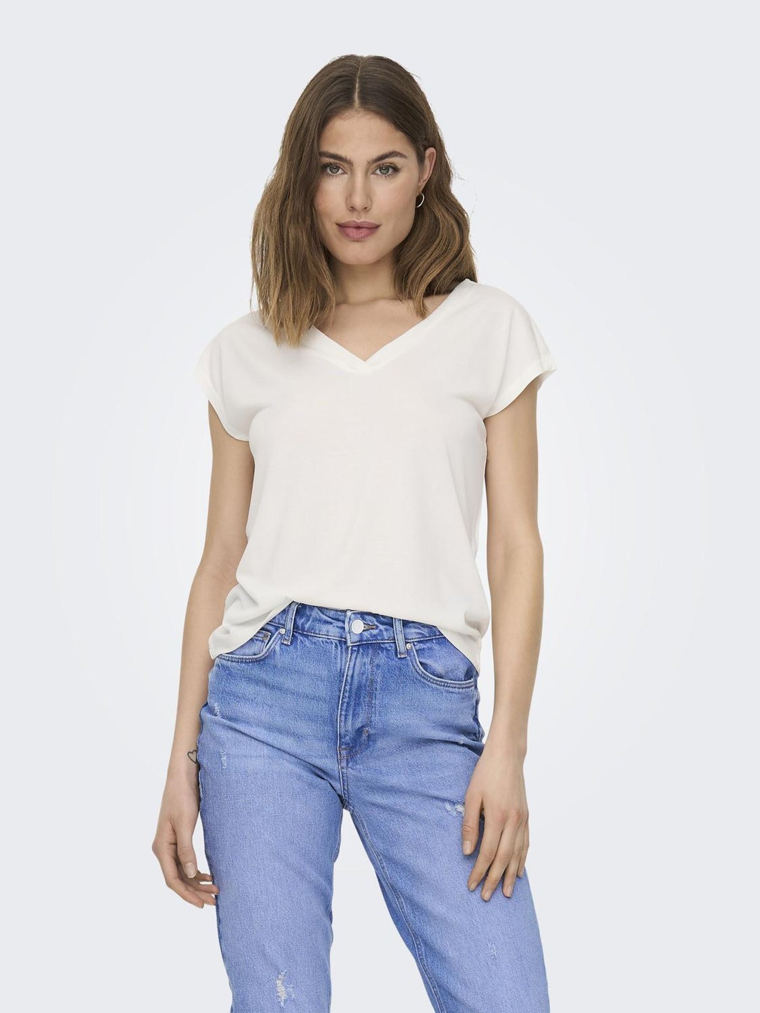 Bestseller Top Damen V-Ausschnitt Kurzarm Normal geschnitten