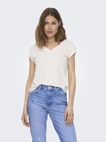 Bestseller Top Damen V-Ausschnitt Kurzarm Normal geschnitten