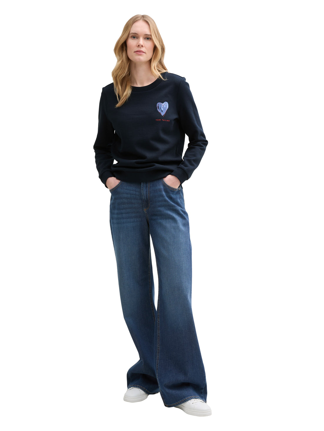 Tom Tailor Denim Sweatshirt Weiblich mit Print und Rippbündchen