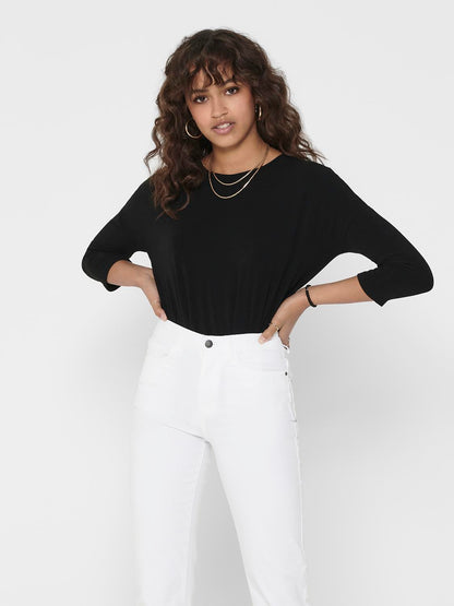 Bestseller Top Damen Locker Geschnitten 3/4 Arm Tief Angesetzte Schulter