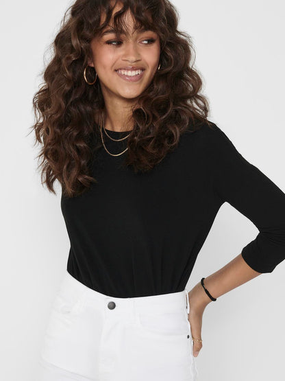 Bestseller Top Damen Locker Geschnitten 3/4 Arm Tief Angesetzte Schulter