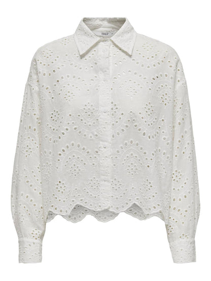 Bestseller Damen Bluse Hemd Muschelsaum Baumwolle