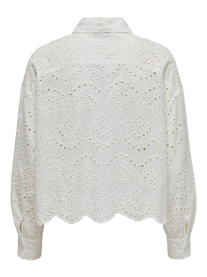 Bestseller Damen Bluse Hemd Muschelsaum Baumwolle