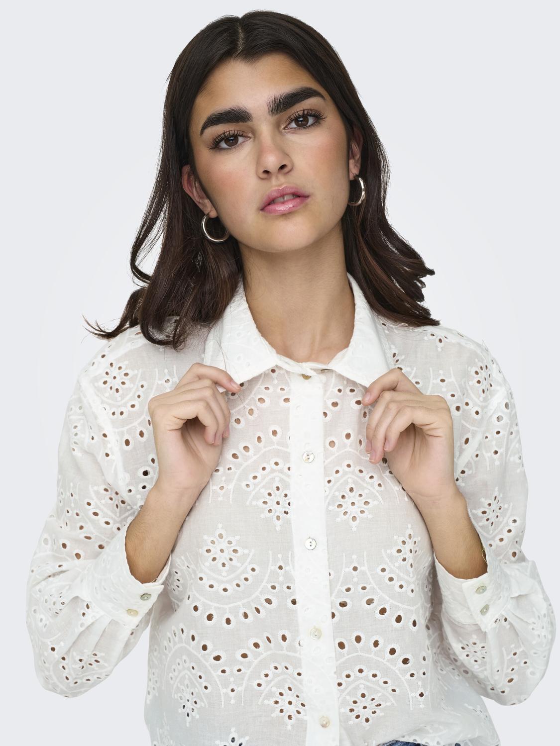 Bestseller Damen Bluse Hemd Muschelsaum Baumwolle