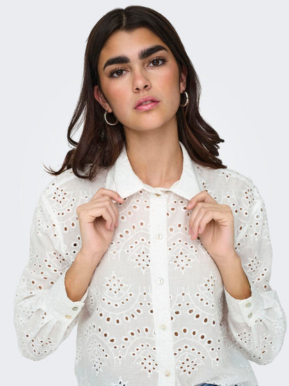 Bestseller Damen Bluse Hemd Muschelsaum Baumwolle