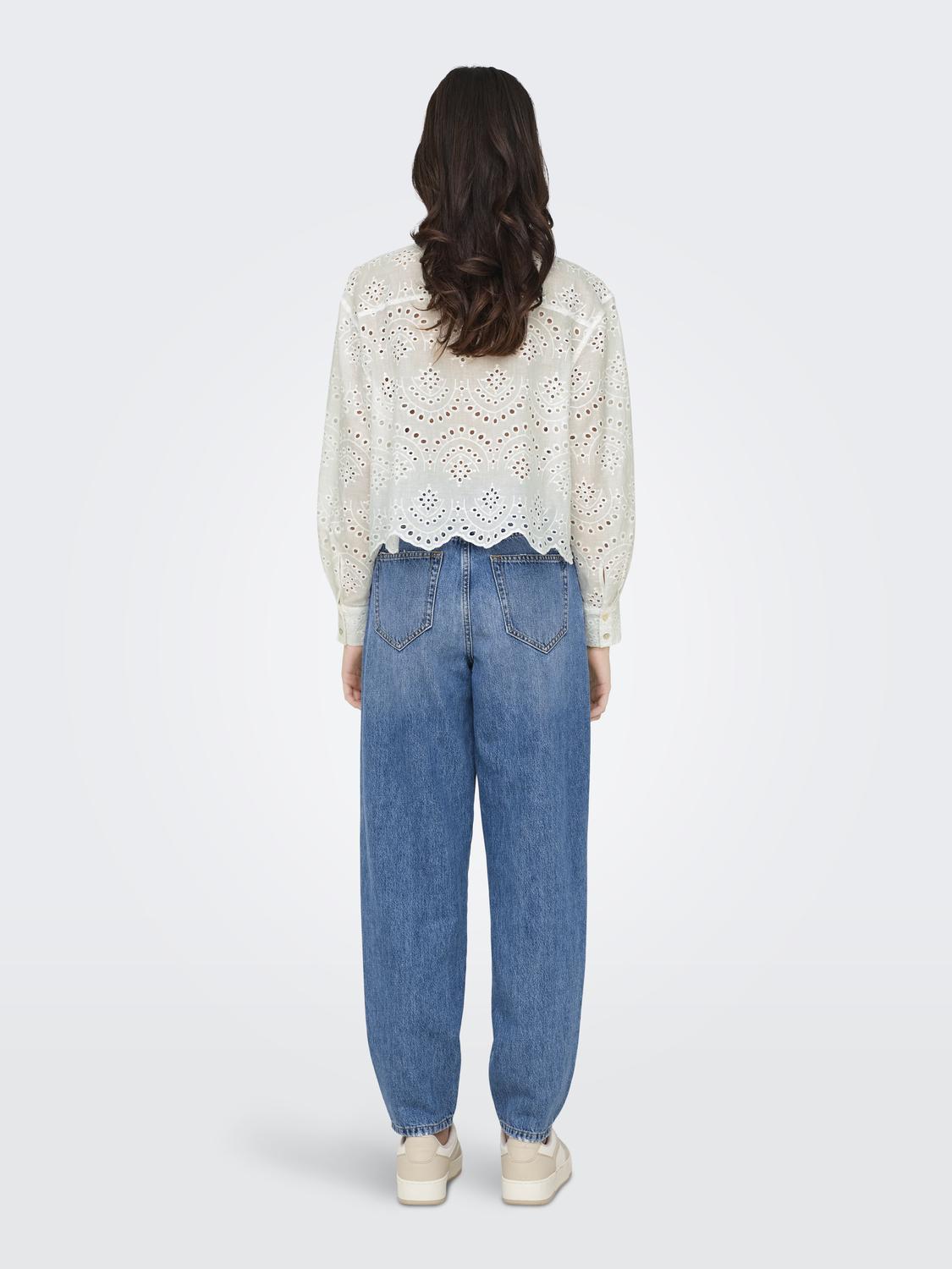 Bestseller Damen Bluse Hemd Muschelsaum Baumwolle