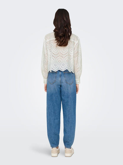 Bestseller Damen Bluse Hemd Muschelsaum Baumwolle