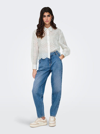 Bestseller Damen Bluse Hemd Muschelsaum Baumwolle