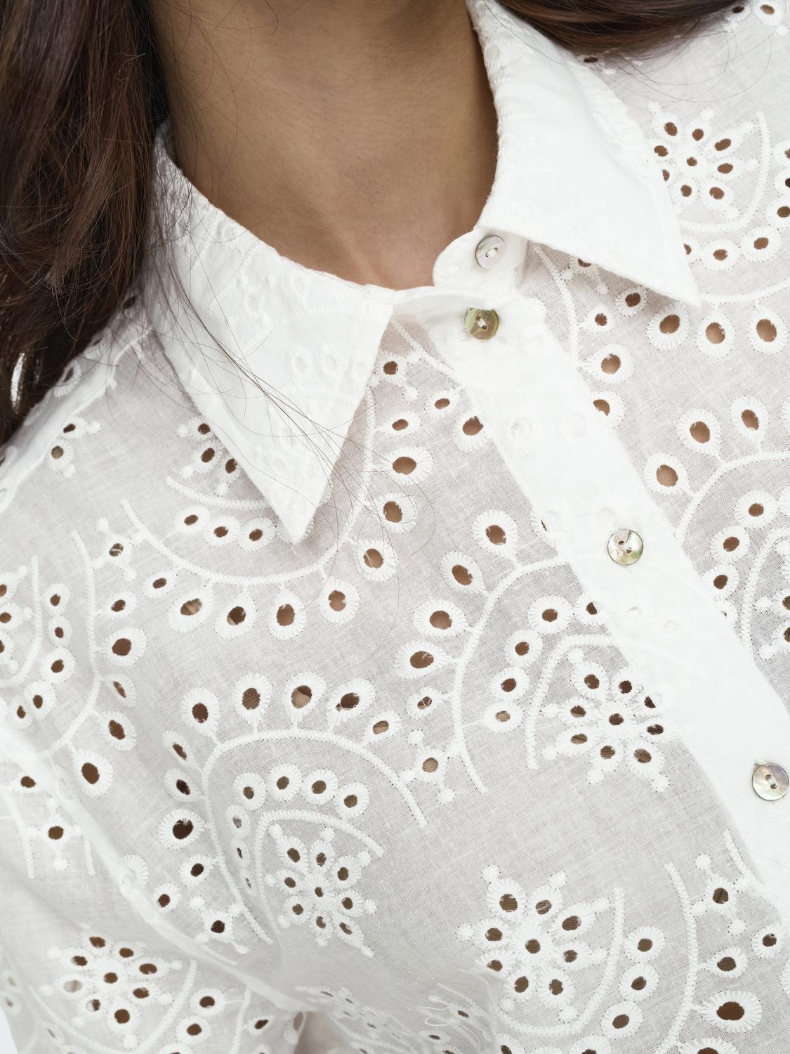 Bestseller Damen Bluse Hemd Muschelsaum Baumwolle