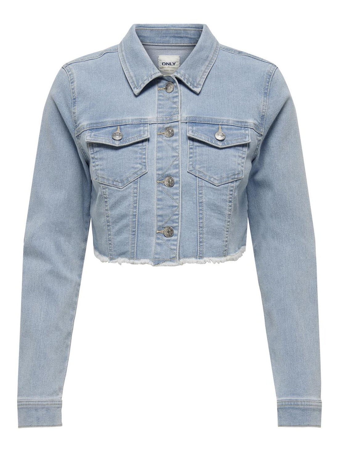 Bestseller Jeansjacke Damen Trendige Fly-Away Kragen Langarm Knopfleiste