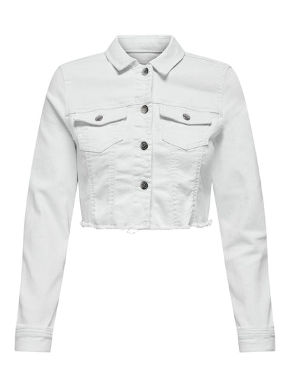 Bestseller Jeansjacke Damen Trendige Fly-Away Kragen Langarm Knopfleiste