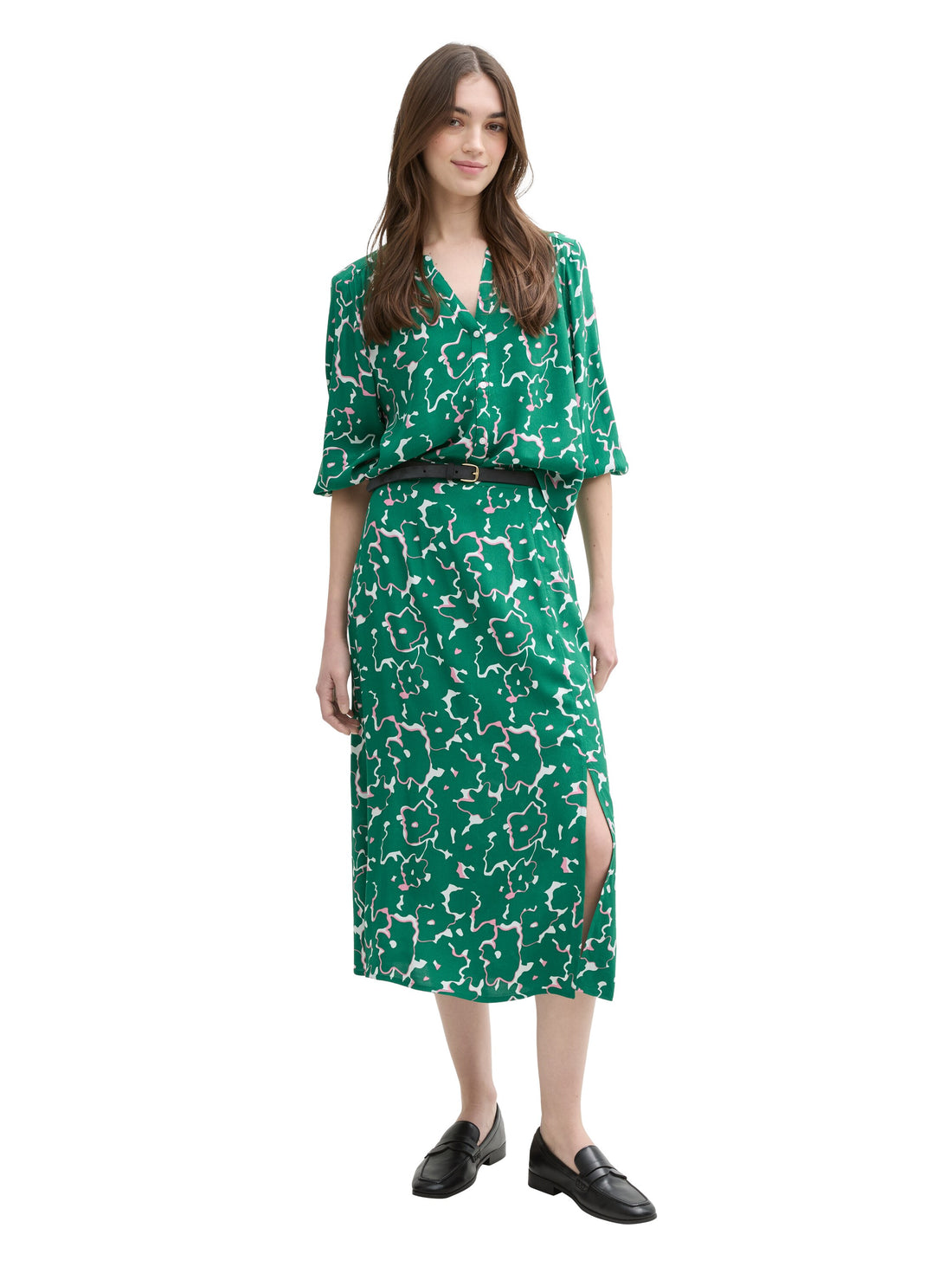 Tom Tailor Denim Bluse Damen Leichte Raffungen Ballonärmel Viskose