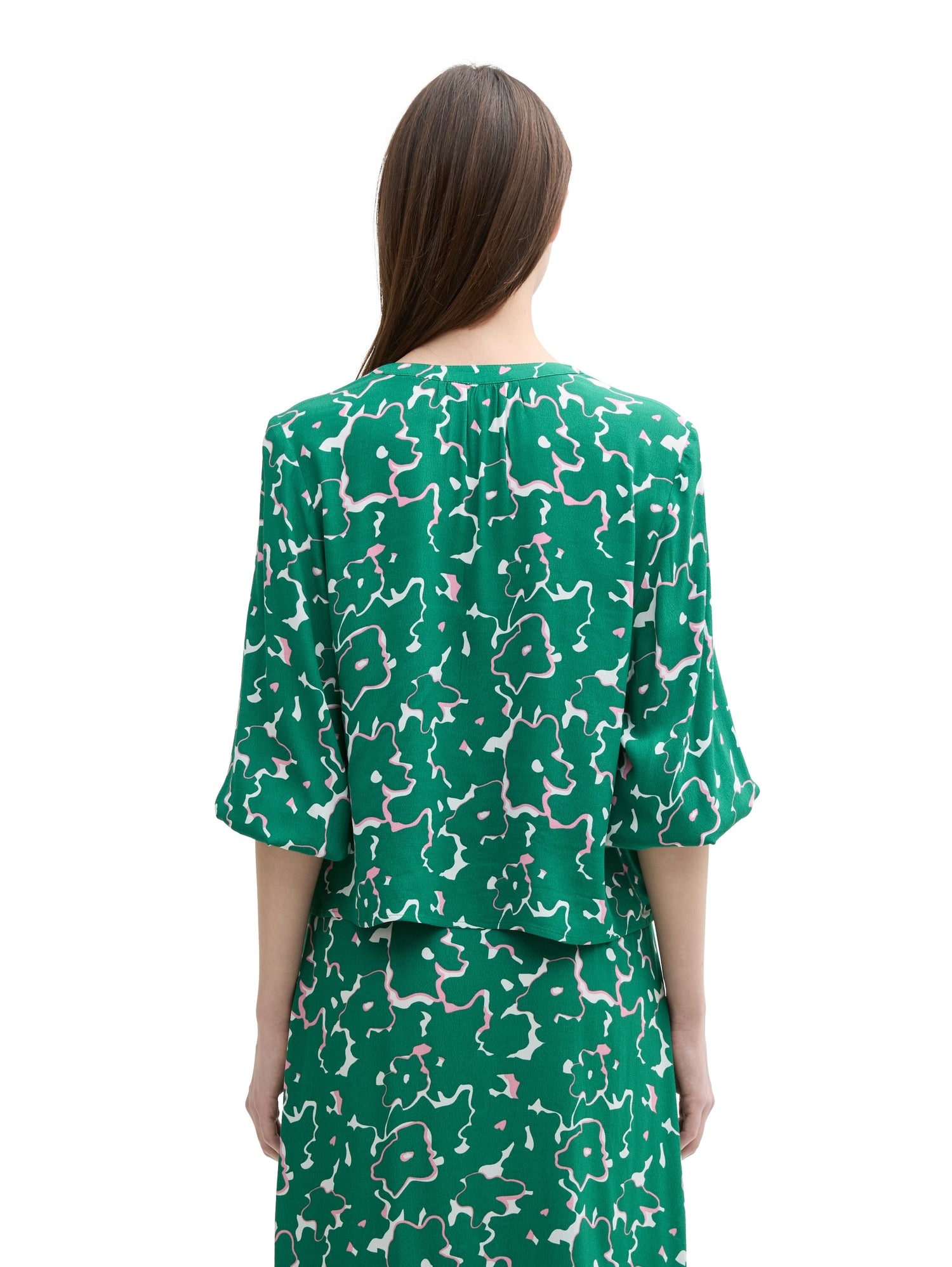 Tom Tailor Denim Bluse Damen Leichte Raffungen Ballonärmel Viskose