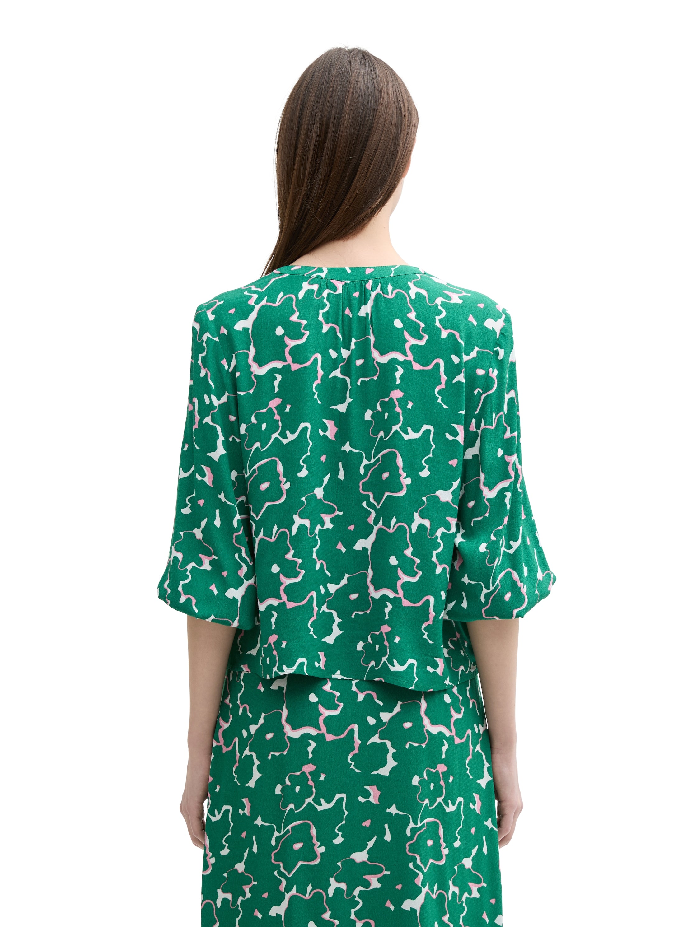 Tom Tailor Denim Bluse Damen Leichte Raffungen Ballonärmel Viskose