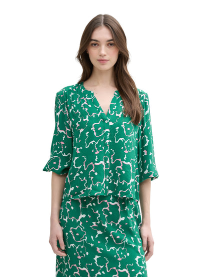 Tom Tailor Denim Bluse Damen Leichte Raffungen Ballonärmel Viskose