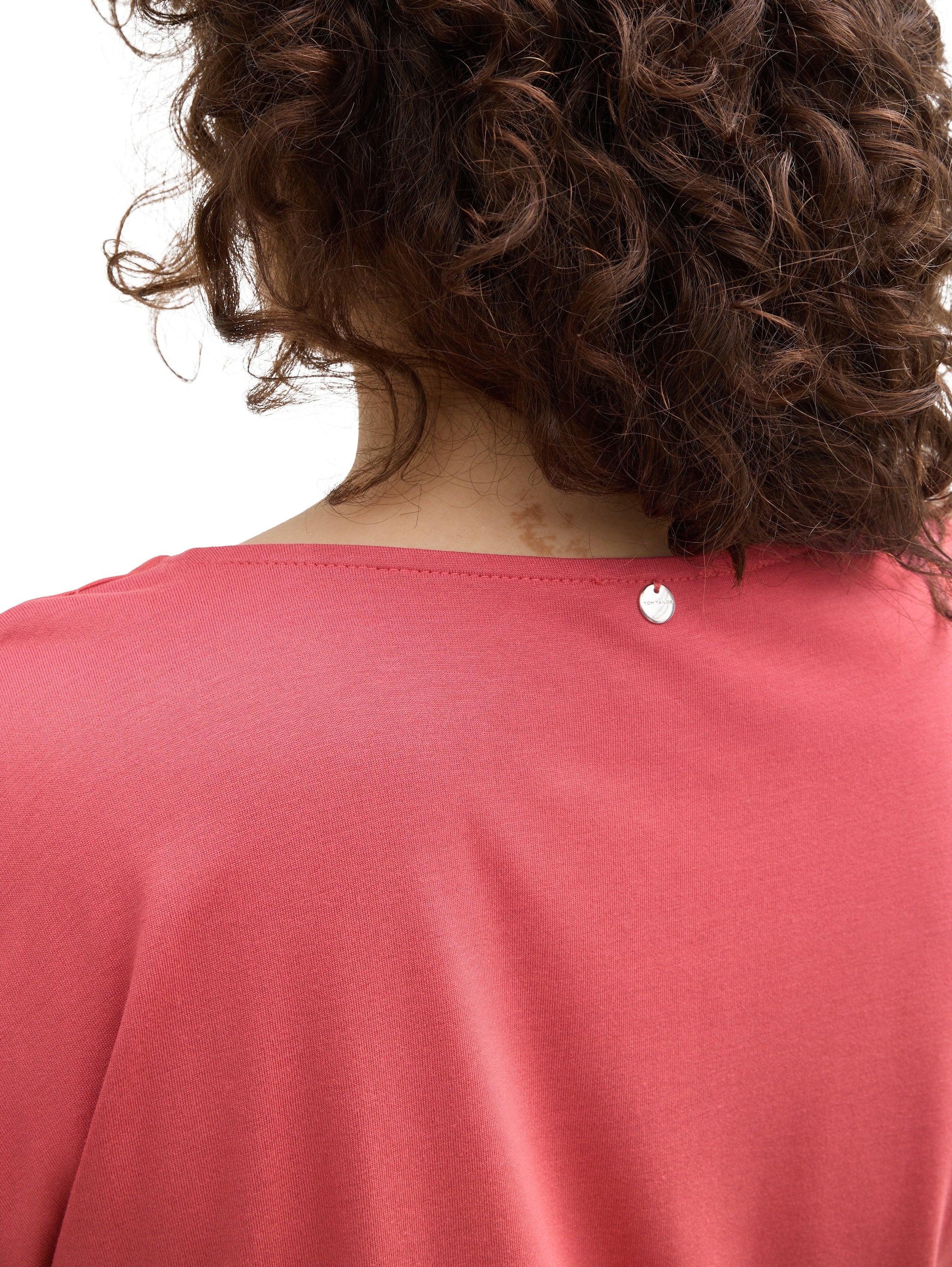 Tom Tailor Denim T-Shirt Damen Materia-Mix mit Schlitz