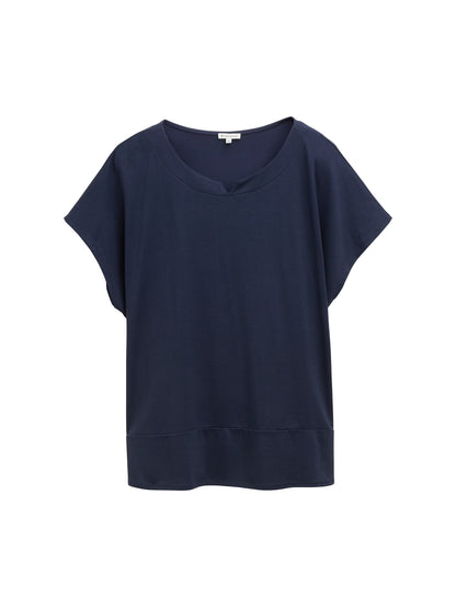 Tom Tailor Denim T-Shirt Damen Materia-Mix mit Schlitz