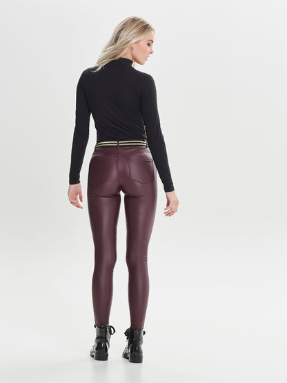 JDY Damen Top Langarm Hoch geschlossen Eng anliegend