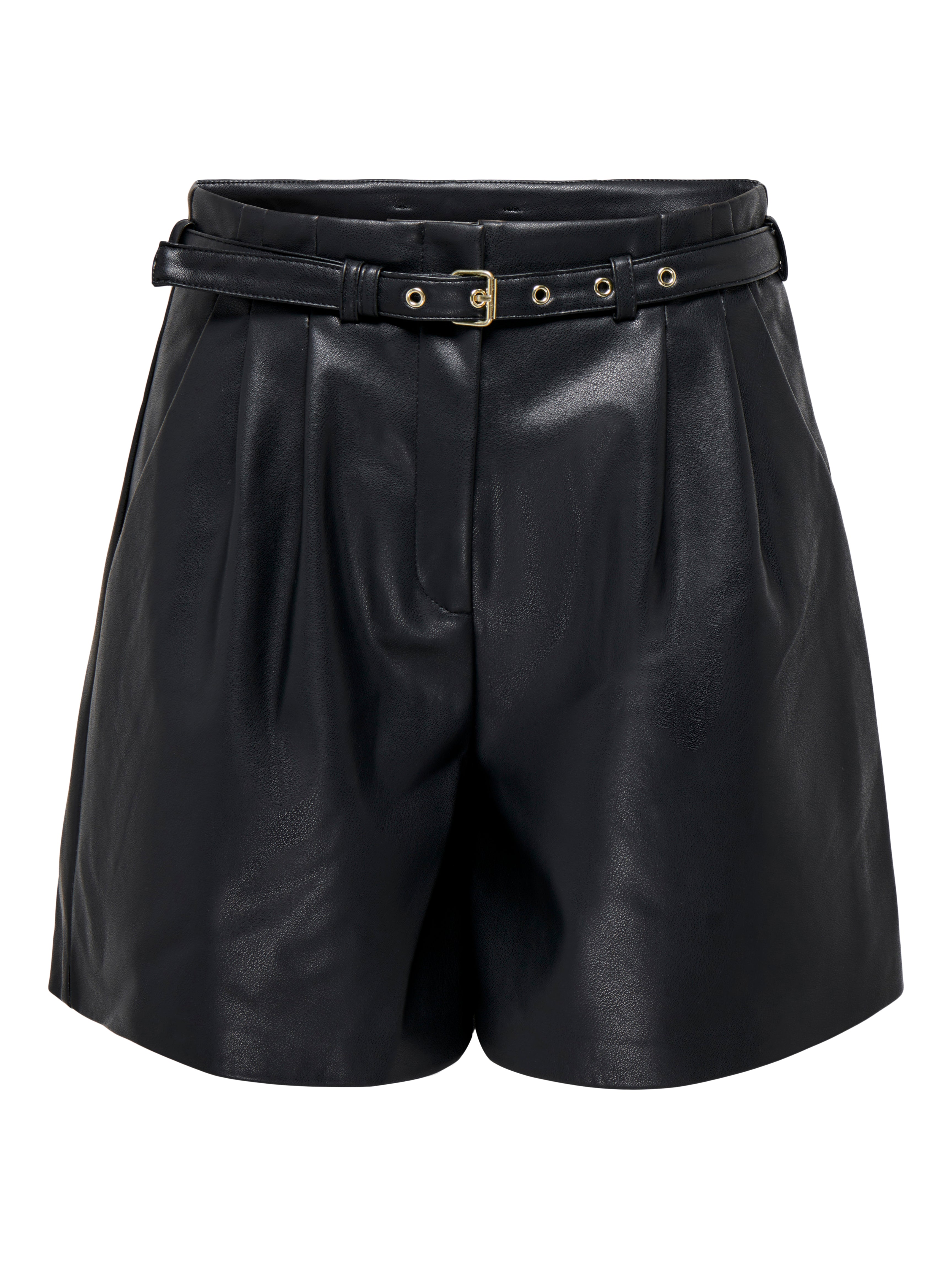 Bestseller Kunstleder Shorts Damen Trendige Gürtelschlaufen Shorts