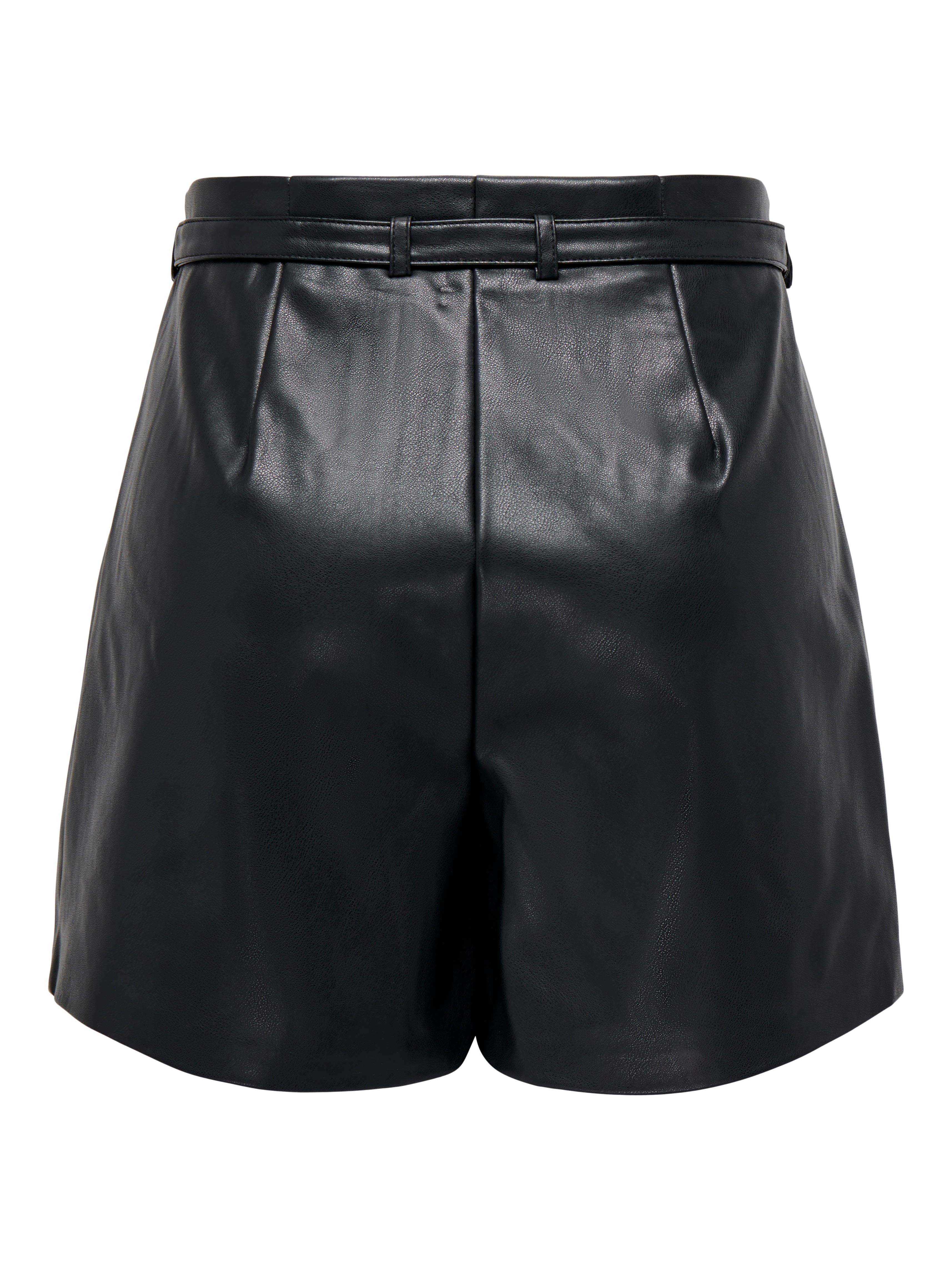 Bestseller Kunstleder Shorts Damen Trendige Gürtelschlaufen Shorts