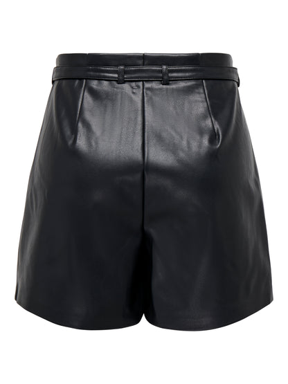 Bestseller Kunstleder Shorts Damen Trendige Gürtelschlaufen Shorts